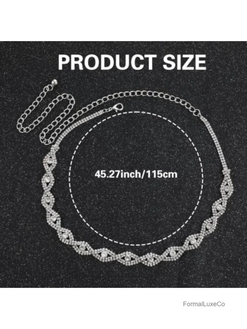 Rhinestone Chain Belt for Women Silver Waist Belt Wedding Crystal Belt